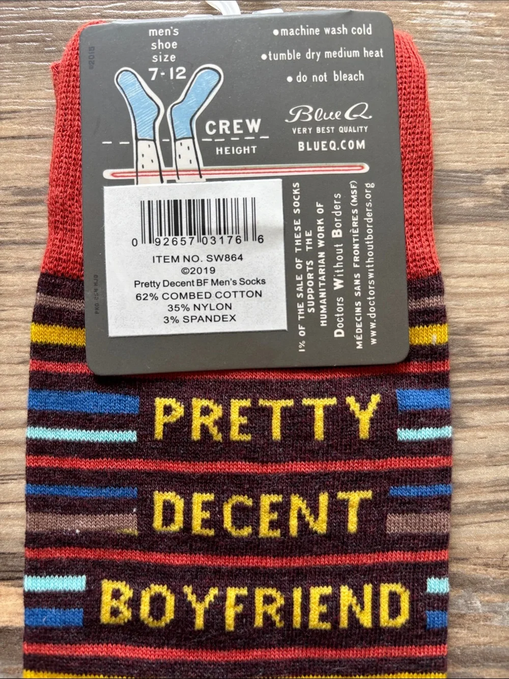 Blue Q Multicolor Striped Crew Socks with Yellow Accents